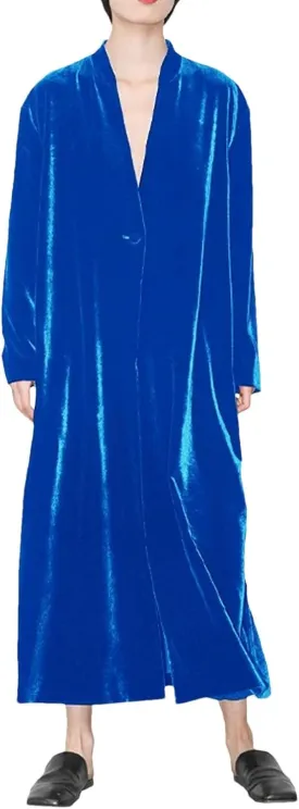 Women's Silk Trench Coat - Stand Collar Single Button Velvet Outerwear