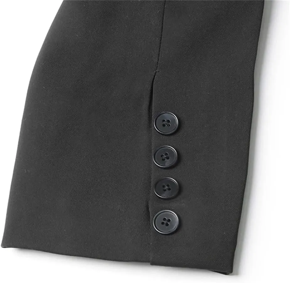 Women's Slimming Blazer Patchwork Belt Spliced Pockets Lapel Long Sleeve Jacket Office Coat Workwear