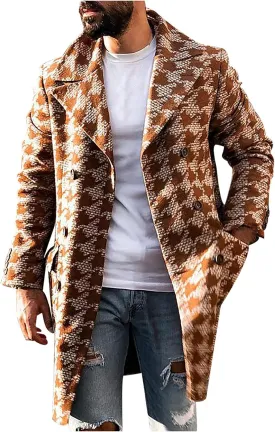 Ymosrh Jackets for Men Men's British Style Solid Color Long Coat Fashionable Warm Woolen Overcoat Mens Coats Fashion