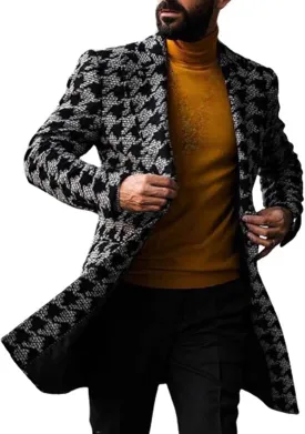 Ymosrh Jackets for Men Men's British Style Solid Color Long Coat Fashionable Warm Woolen Overcoat Mens Coats Fashion